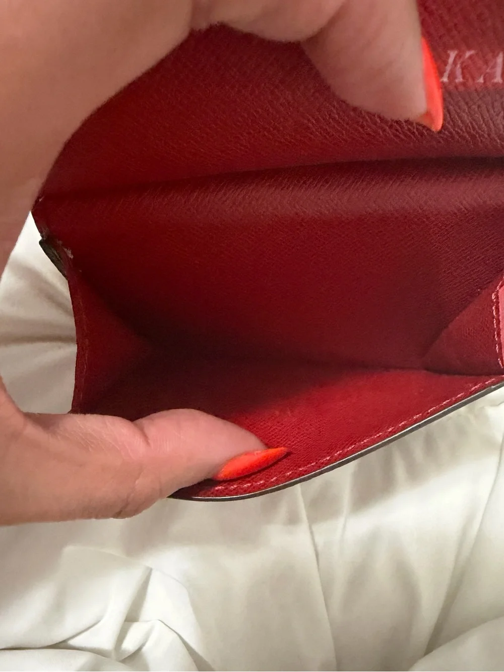 Louis Vuitton Monogram Card Case — Brown with Red Snap